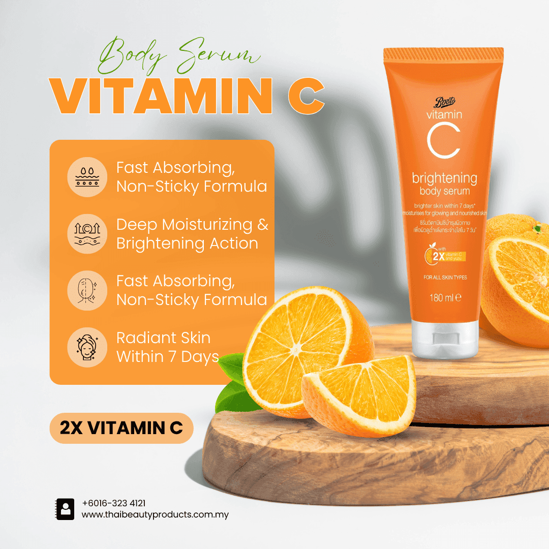 Boots Vitamin C Brightening Body Serum 180ml product front view