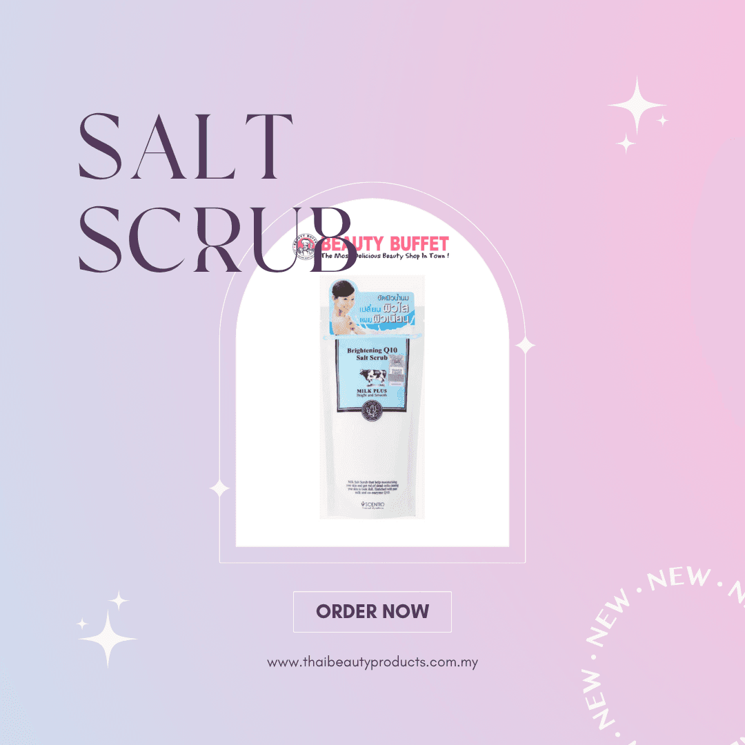 Beauty Buffet Milk Plus Whitening Q10 Salt Scrub 300 g – Thai Milk Protein & Salt Exfoliating Body Scrub